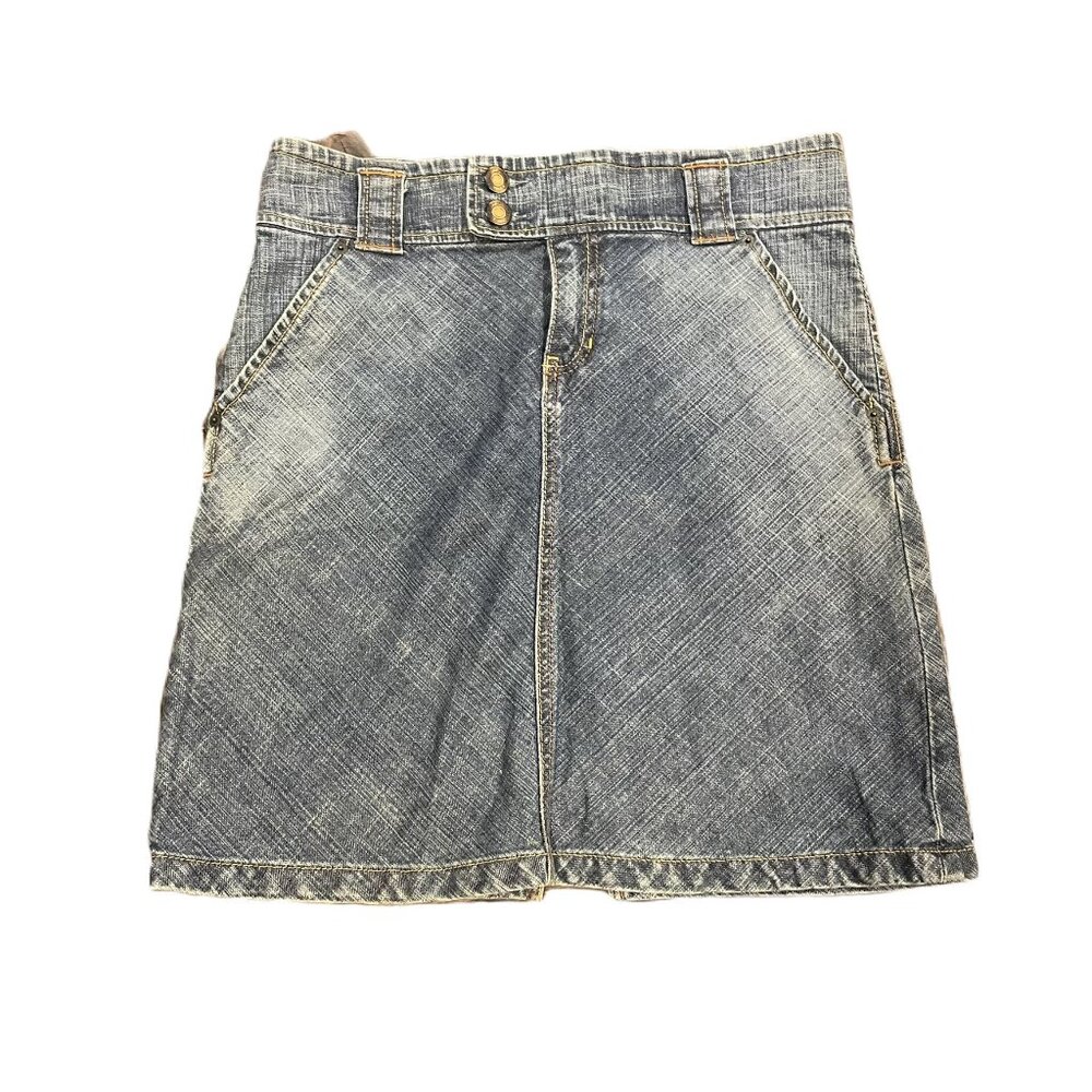 GAP Women Sz 6 Denim Mini Skirt Y2K VTG Stretch Medium Wash